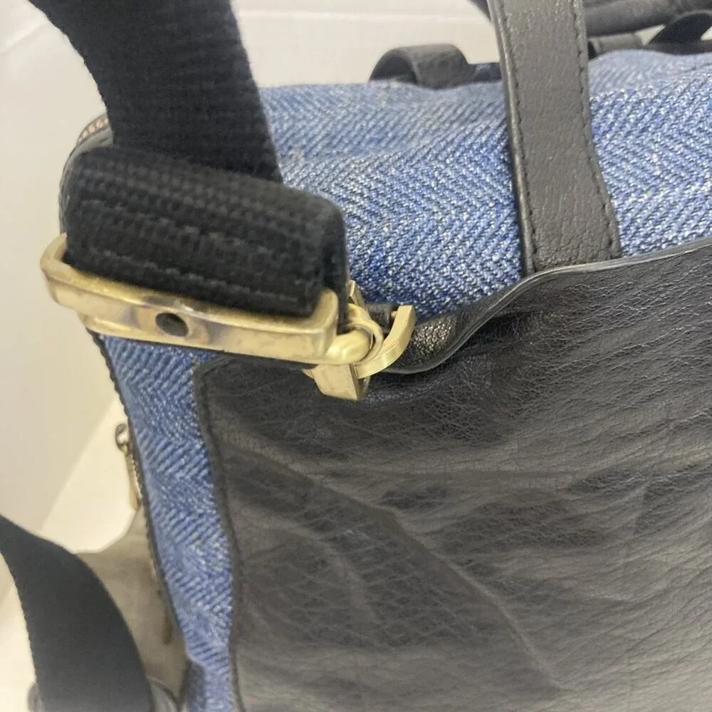 SUITSUPPLY Vintage Calf‎ Leather Wool Bag Mens Messenger Crossbody Long Strap
